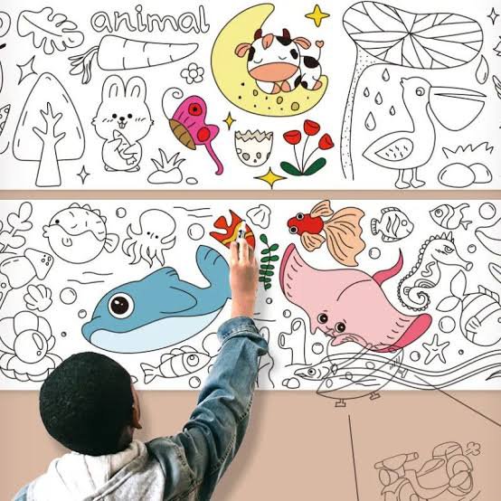 3 Meters Kids Coloring Drawing Sheet Extra Long Roll