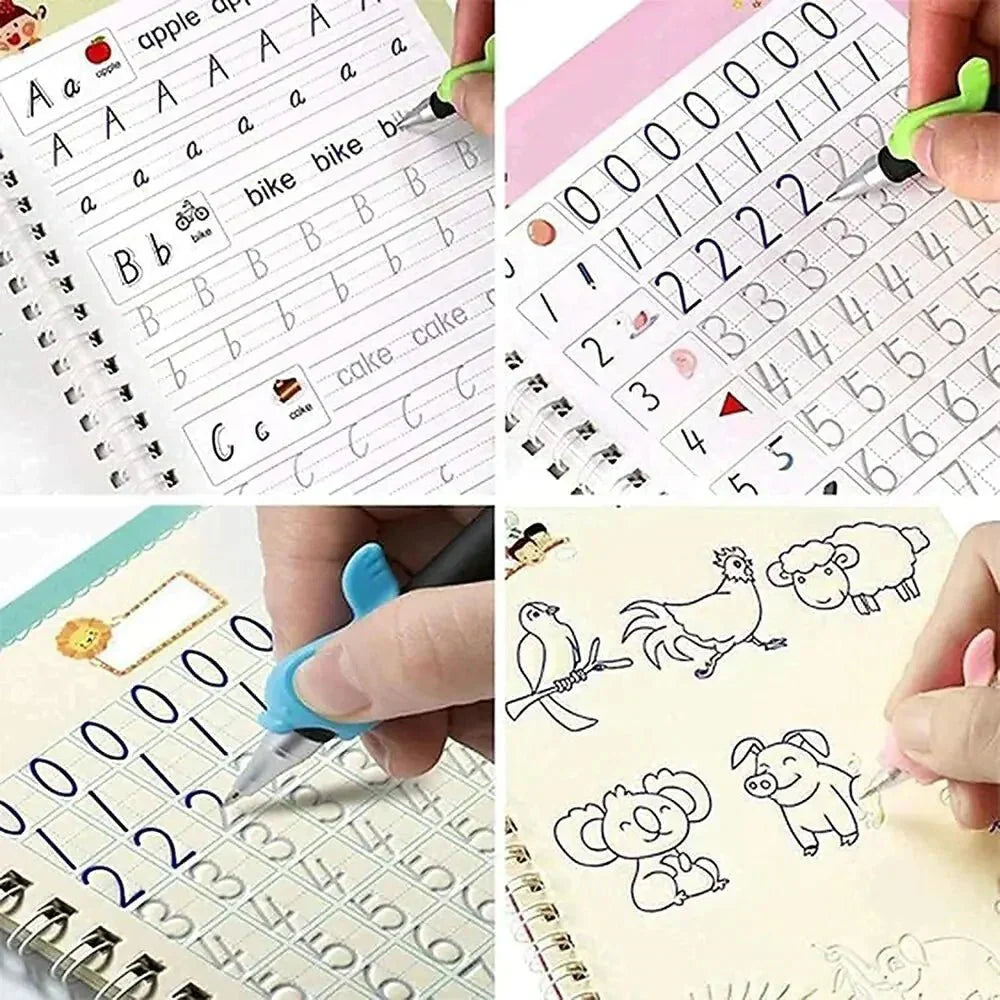 Sank Magic Practice Copybook (4 Books + Magic Pen & 10 Ink Refills)