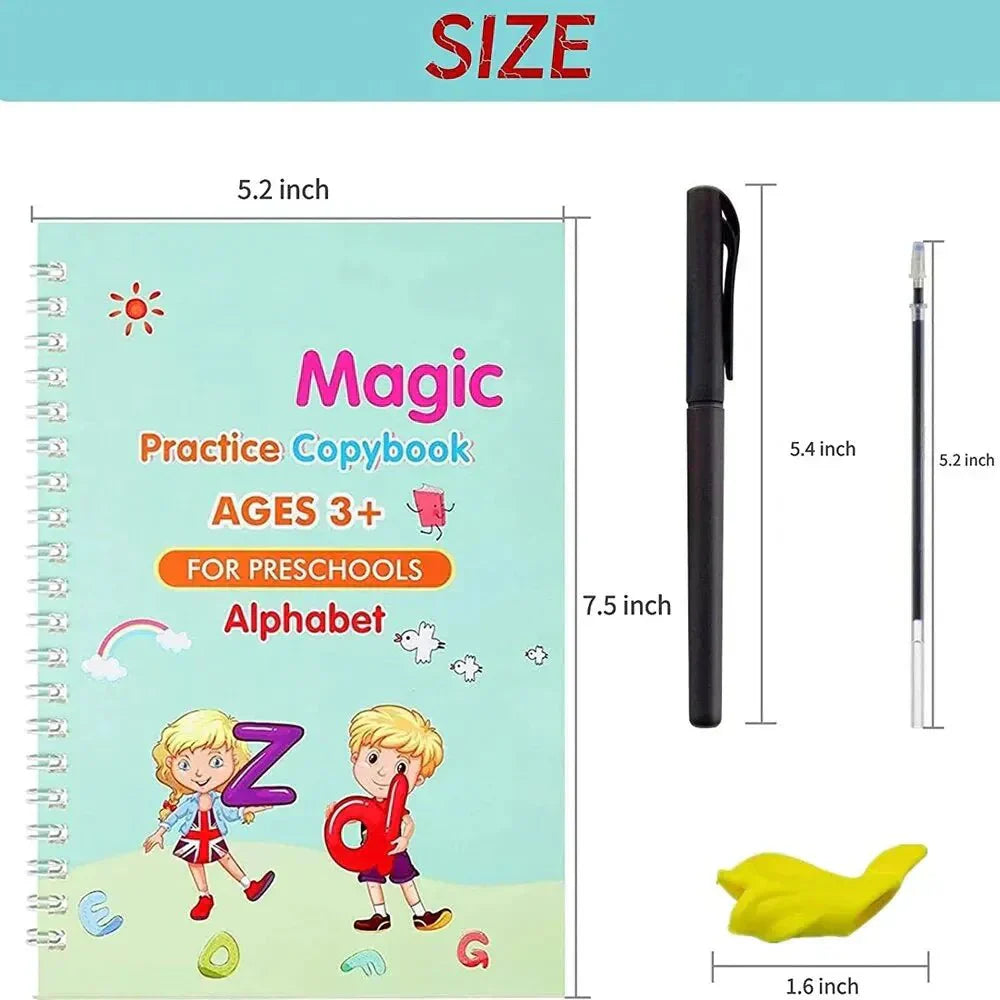Sank Magic Practice Copybook (4 Books + Magic Pen & 10 Ink Refills)