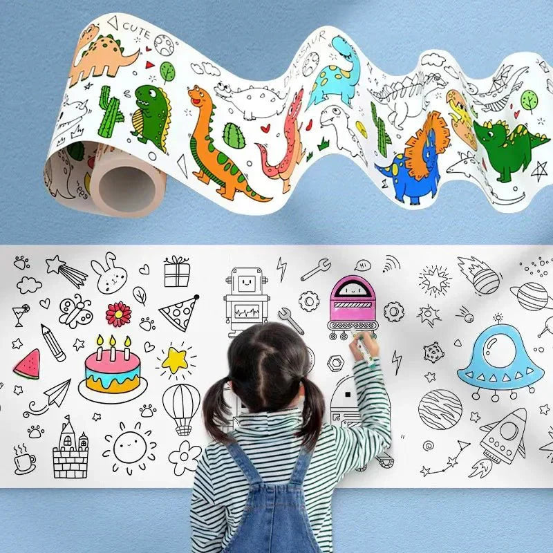 3 Meters Kids Coloring Drawing Sheet Extra Long Roll