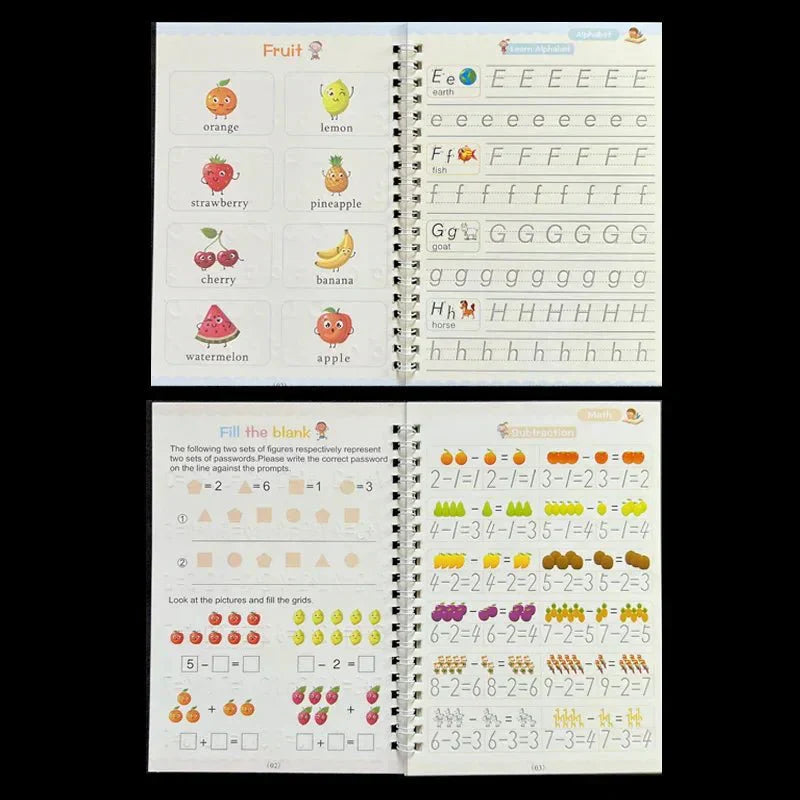 Sank Magic Practice Copybook (4 Books + Magic Pen & 10 Ink Refills)